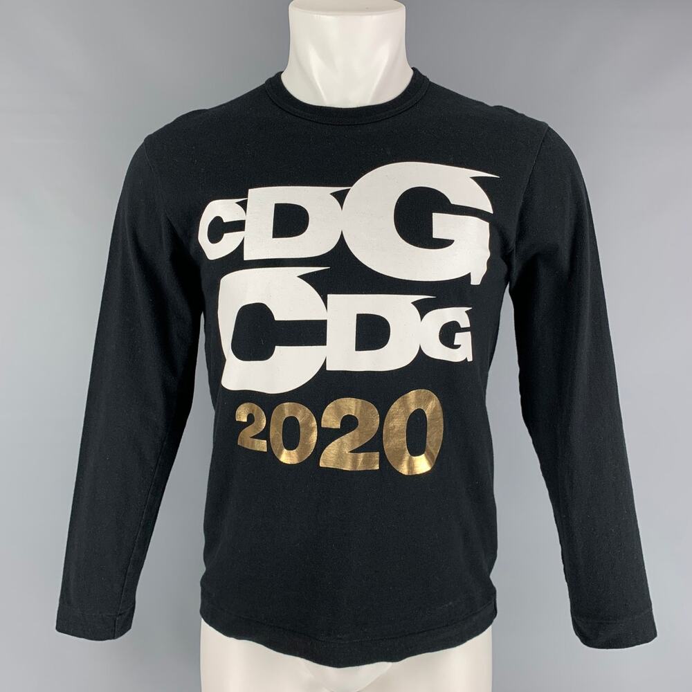 COMME des GARCONS Size M Black Gold Cotton Long Sleeve T-shirt